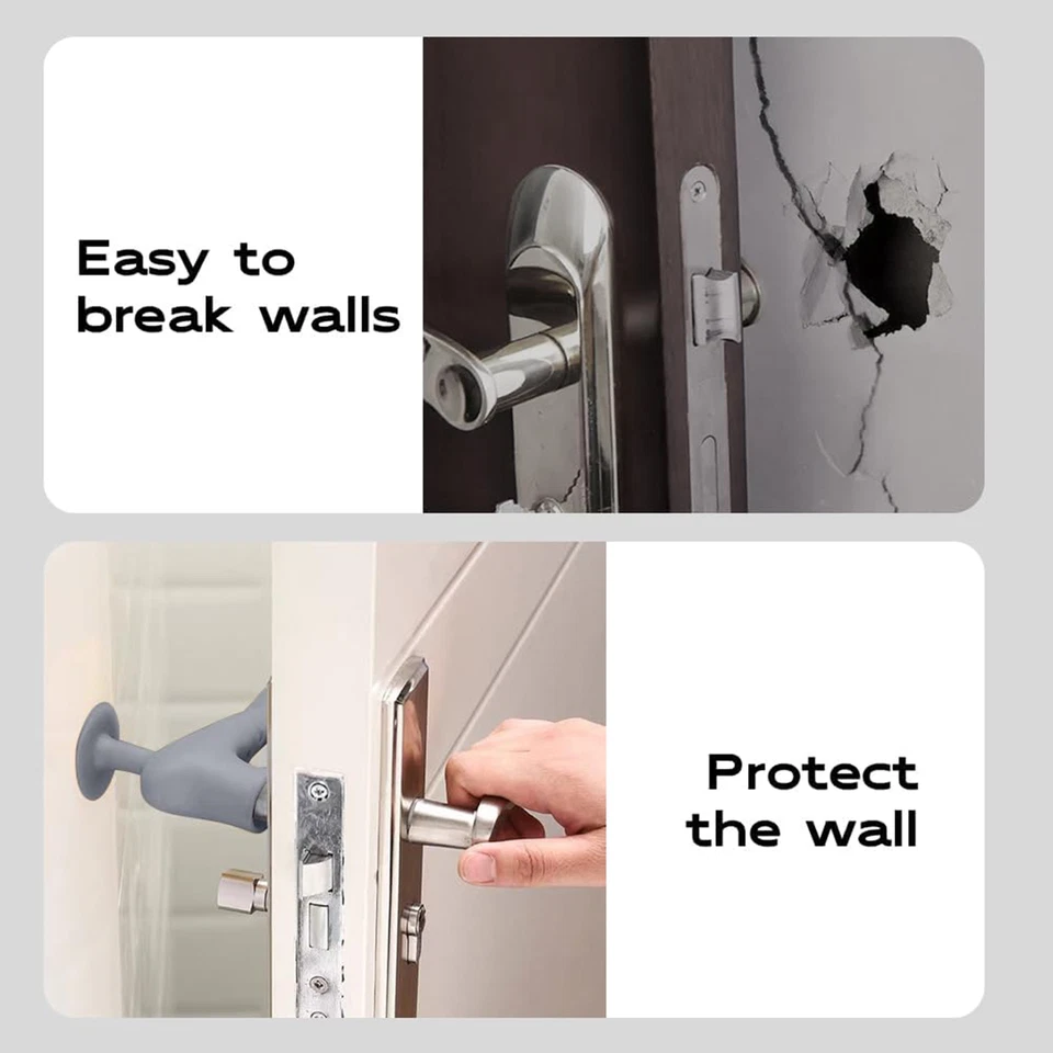 مجموعة 3 قطع غطاء سيليكوني لمقبض الباب مع قاعدة تثبيت، مضاد للصدمات والكهرباء، حماية فعالة للأطفال والجدران
