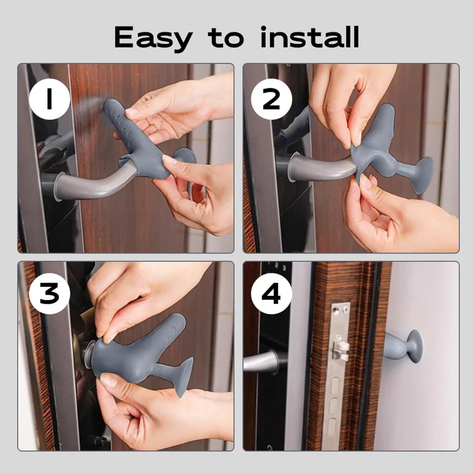 مجموعة 3 قطع غطاء سيليكوني لمقبض الباب مع قاعدة تثبيت، مضاد للصدمات والكهرباء، حماية فعالة للأطفال والجدران